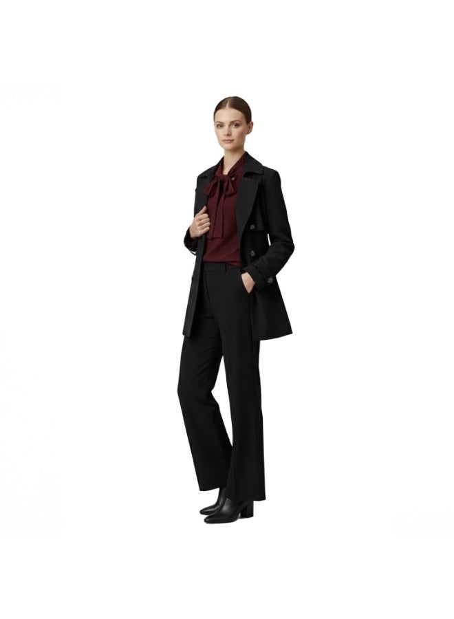 Smoky Egypt Women Gabardine Double-Breasted Jacket - Black - Image 4